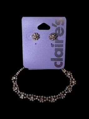 Claire's Rhinestones Pierce Earrings & Bracelet Set | NWOT